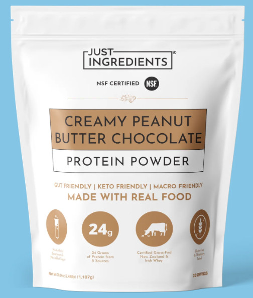 Just Ingredients Creamy Peanut Butter Chocolate Protein Powder 30 Servings