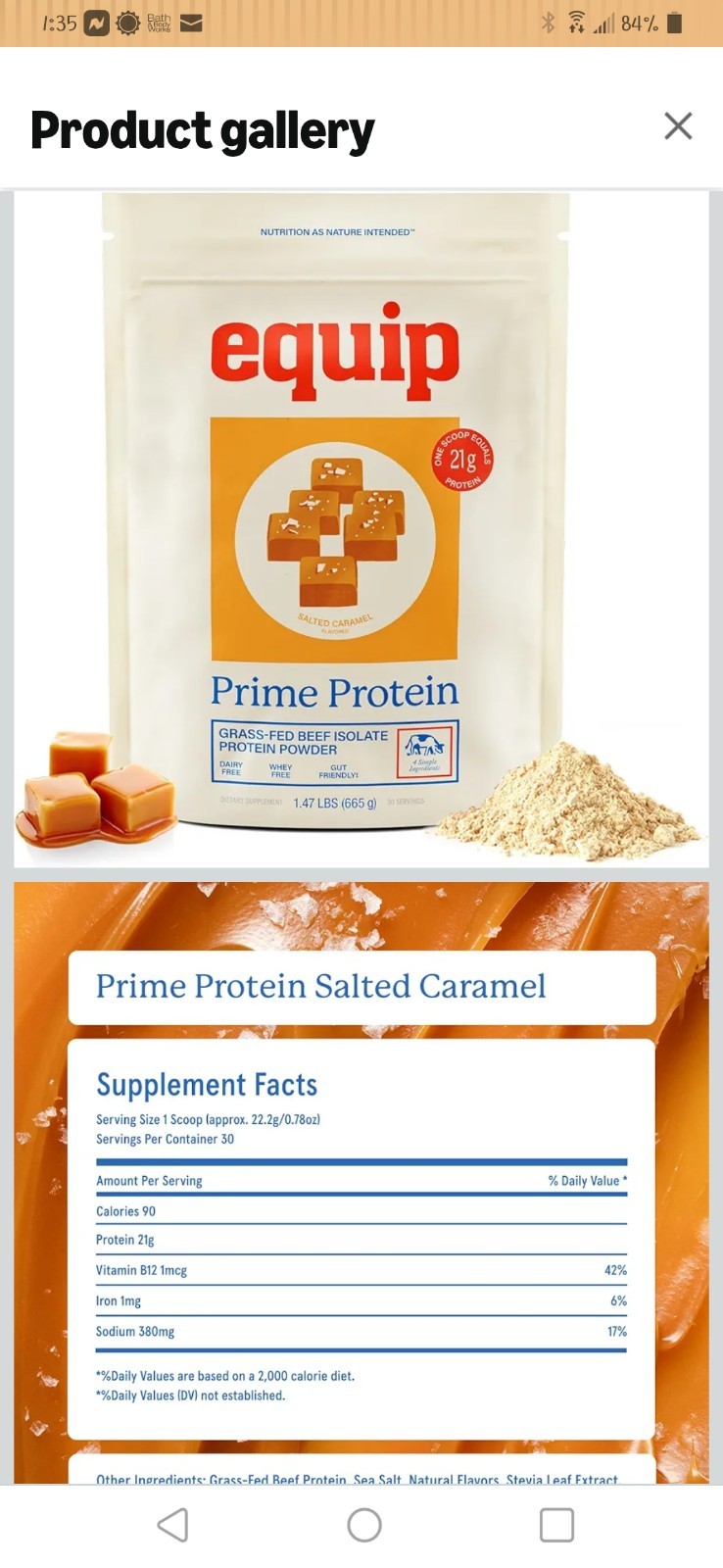 Equip Prime Protein, Salted Caramel, 21g Protein Per Scoop