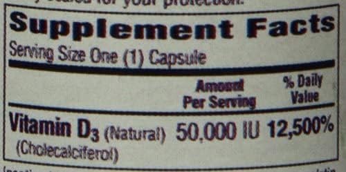 Bio-Tech Pharmacal D3-50 50,000 IU, 100 Capsules Ð All-Natural Supplement Ð Supp