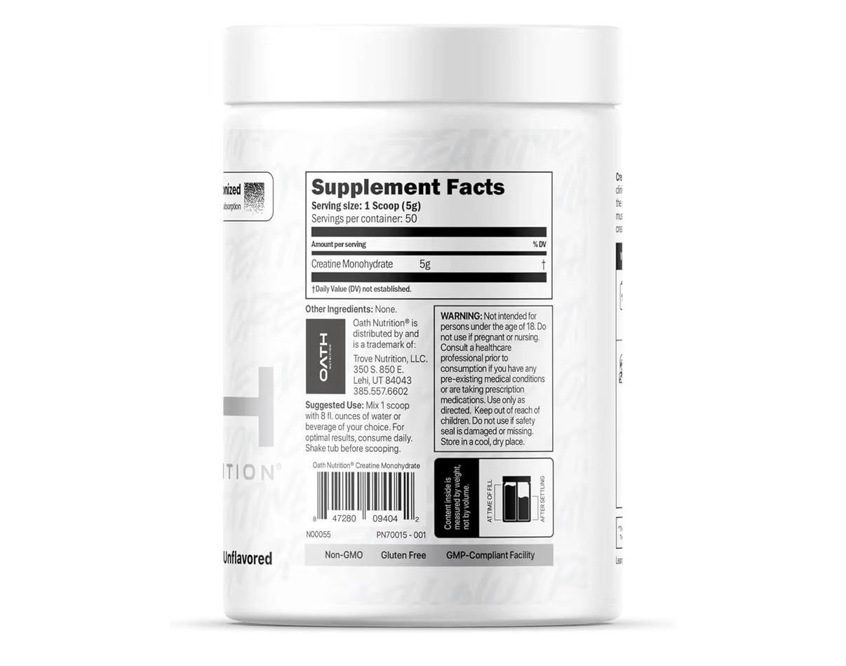 Oath Nutrition Ultra Micronized Creatine 8.93 Ounce (Pack of 1), White