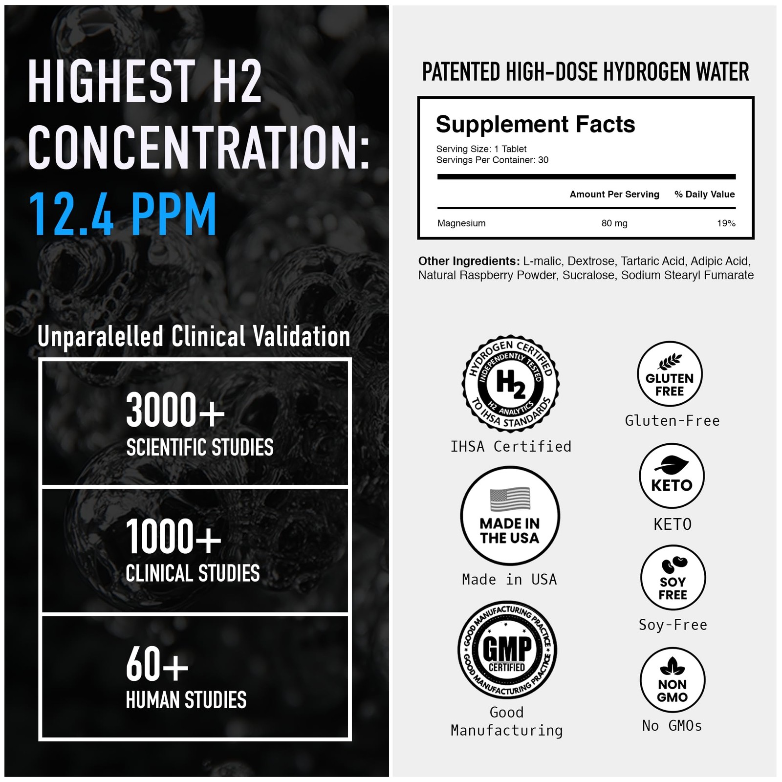 Rejuvenation Molecular Hydrogen Water Tablets: 12 ppm H2, Patented, USA Made,…