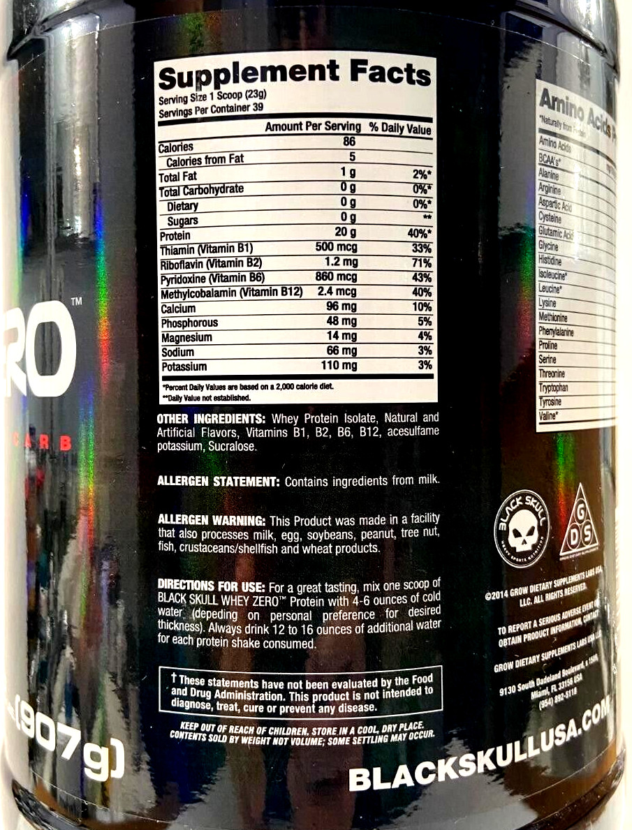 100% Isolate Whey ZERO Protein, Zero Carb Vanilla 2Lb, 39 Servings