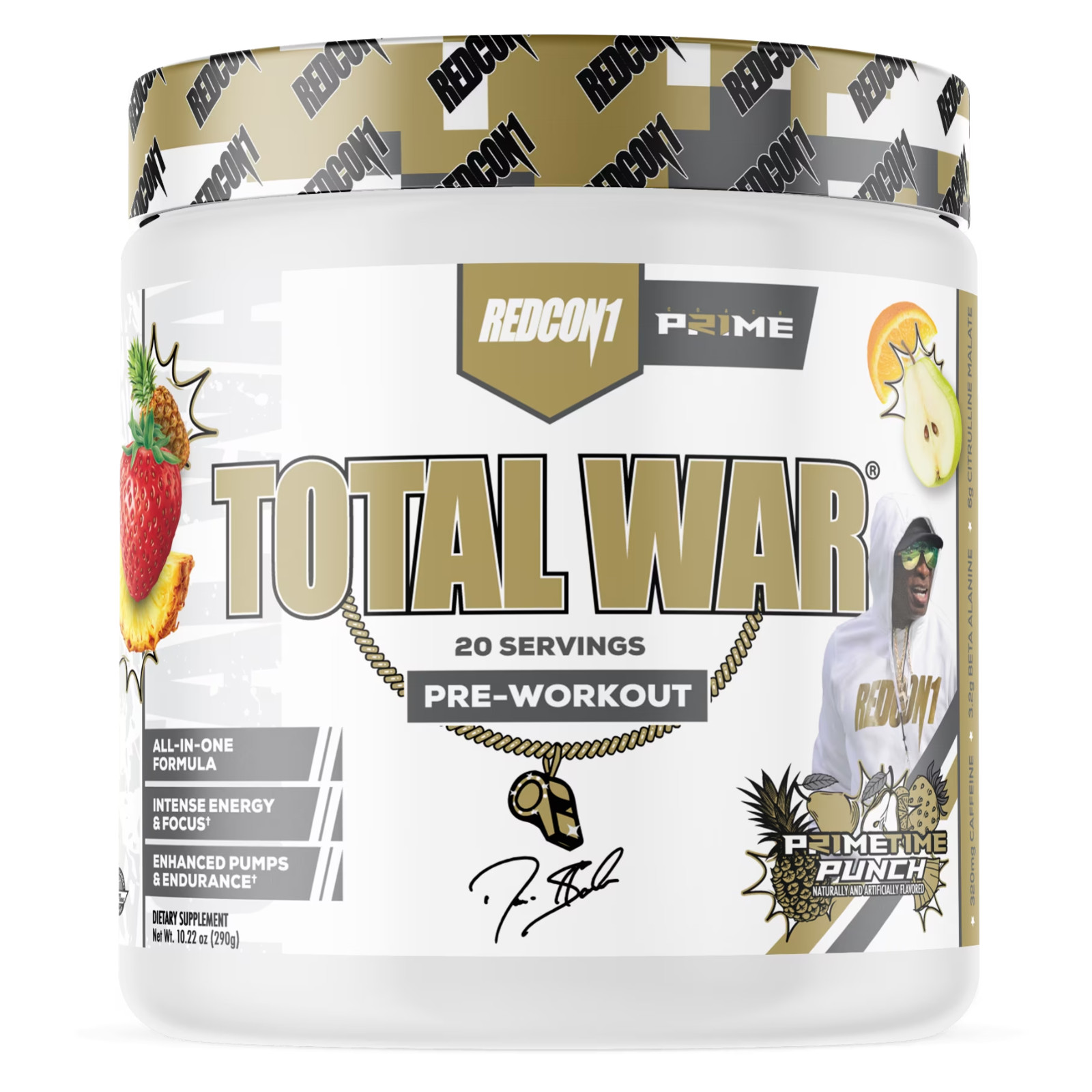 REDCON1 Total War Pre Workout Powder Primetime Punch 20 Servings Energy Focus
