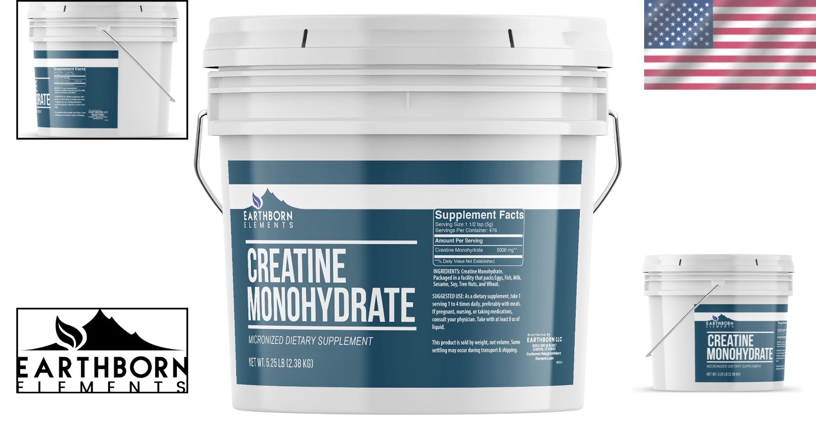 Bulk Creatine Monohydrate Powder 1 Gallon Bucket – 476 Servings Unflavored