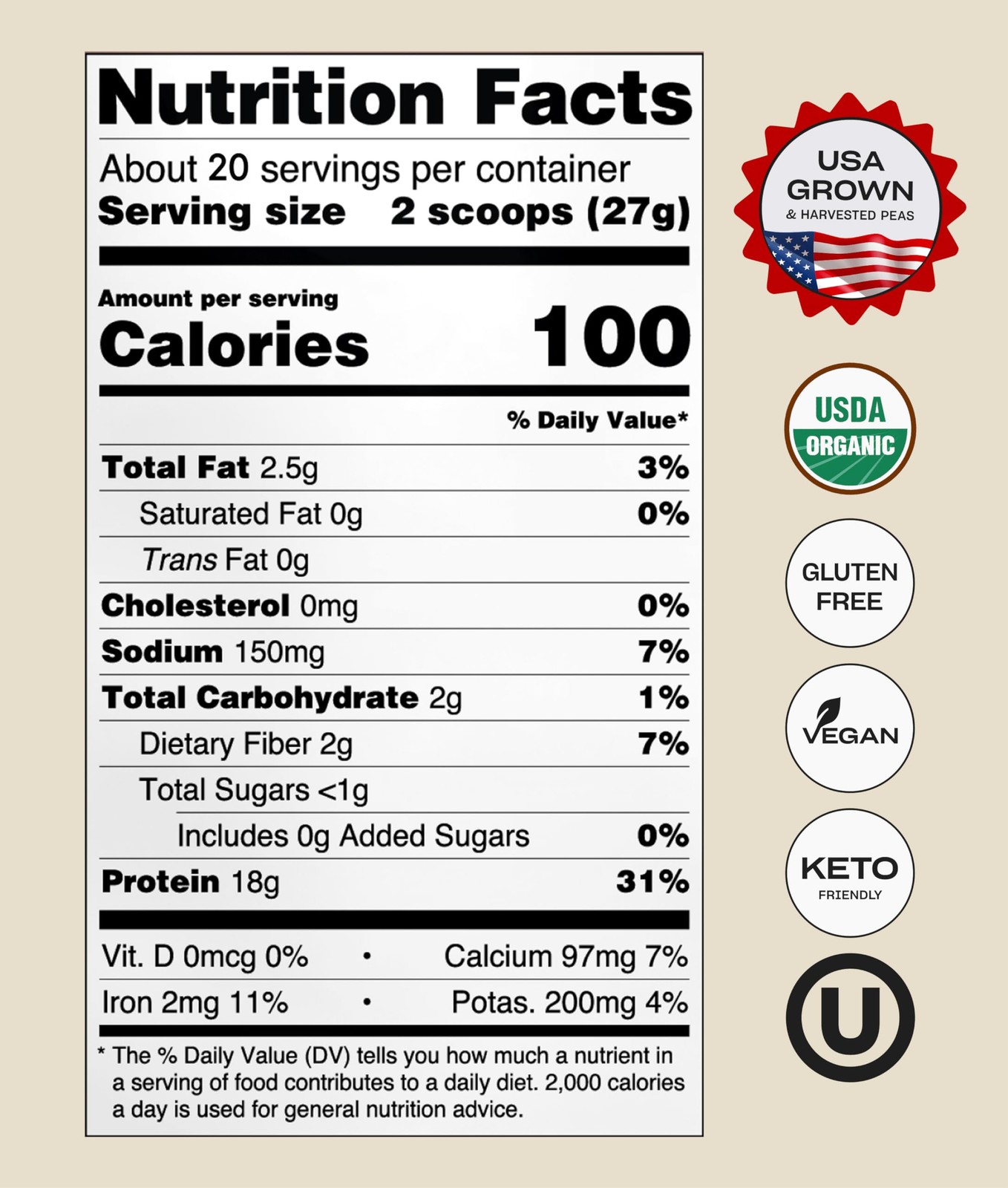 NUFYX® Family Owned Protein Powder, Organic Plant-Based, Made with 100% USA Grow