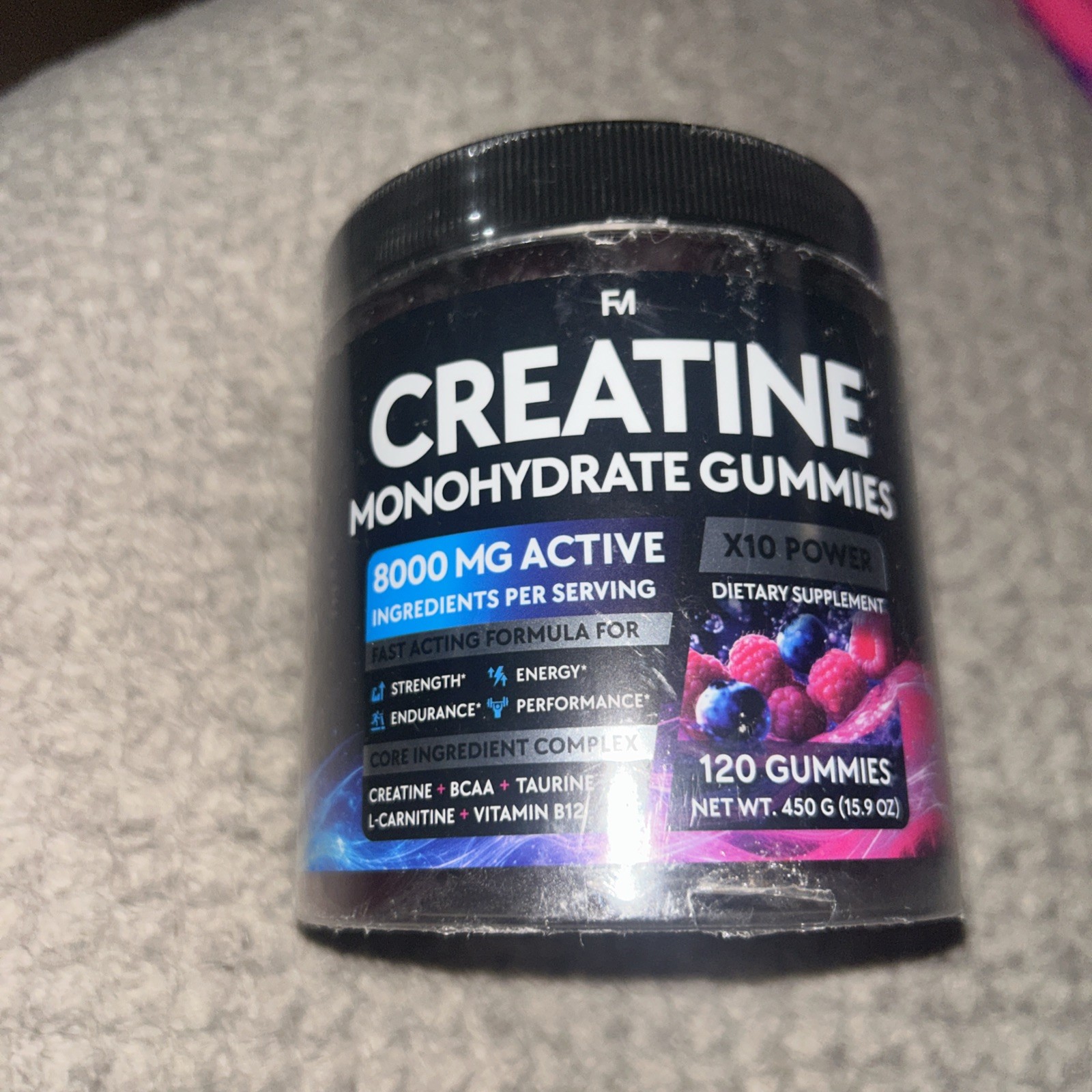 Creatine Monohydrate Gummies 120 ct – 5g Creatine + BCAA Taurine B12 Vegan