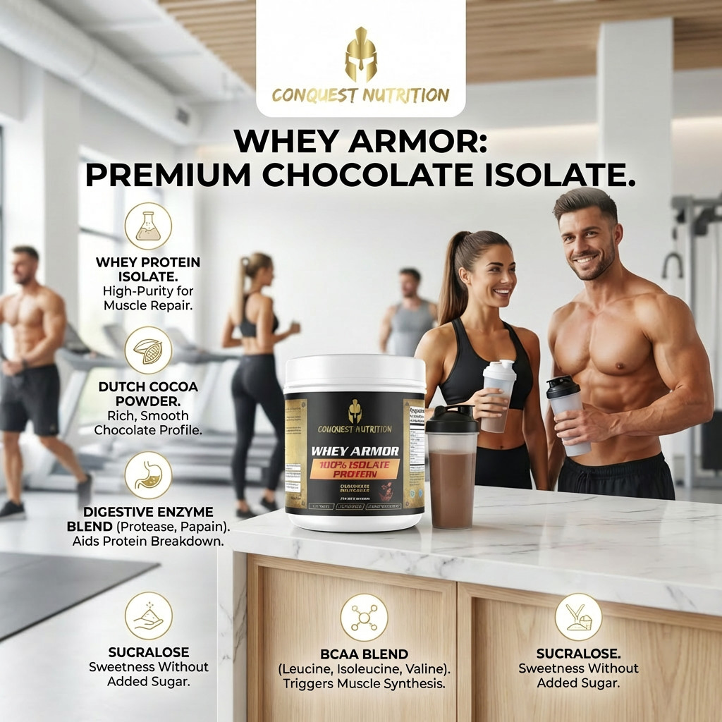 Conquest Whey Armor 100% Whey Isolate Chocolate 1lb Protein Powder Recovery