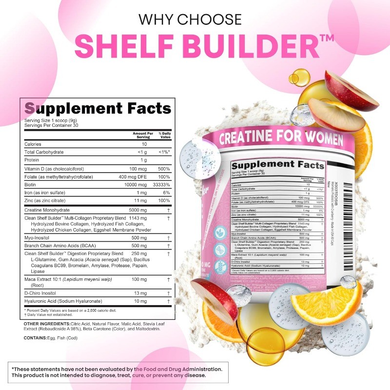 Clean Nutra Creatine for Women with BCAA Collagen & Crucial Vitamins Premium