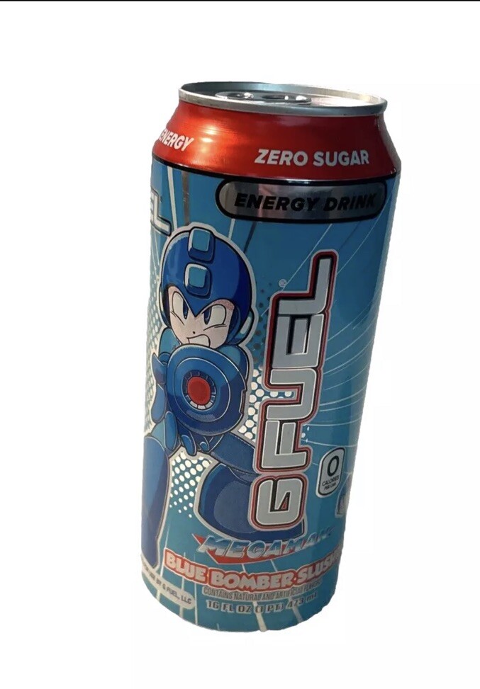 Megaman Blue Bomber Slushee GFuel Energy Drink Full 16 FL OZ LIMITED EDITION NEW