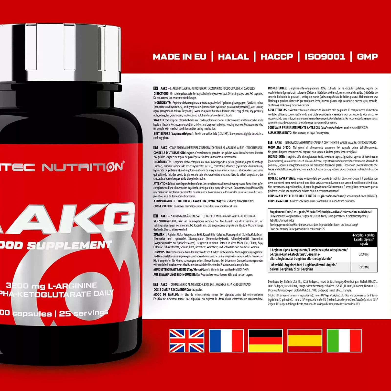 SCITEC AAKG 100-200 Caps – L-Arginine Nitric Oxide Muscles Pump Growth Pills