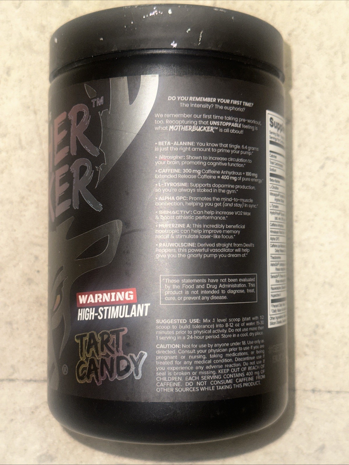 BUCKED UP MOTHER BUCKER PRE-WORKOUT Pump Focus Strength Energy Tart Candy