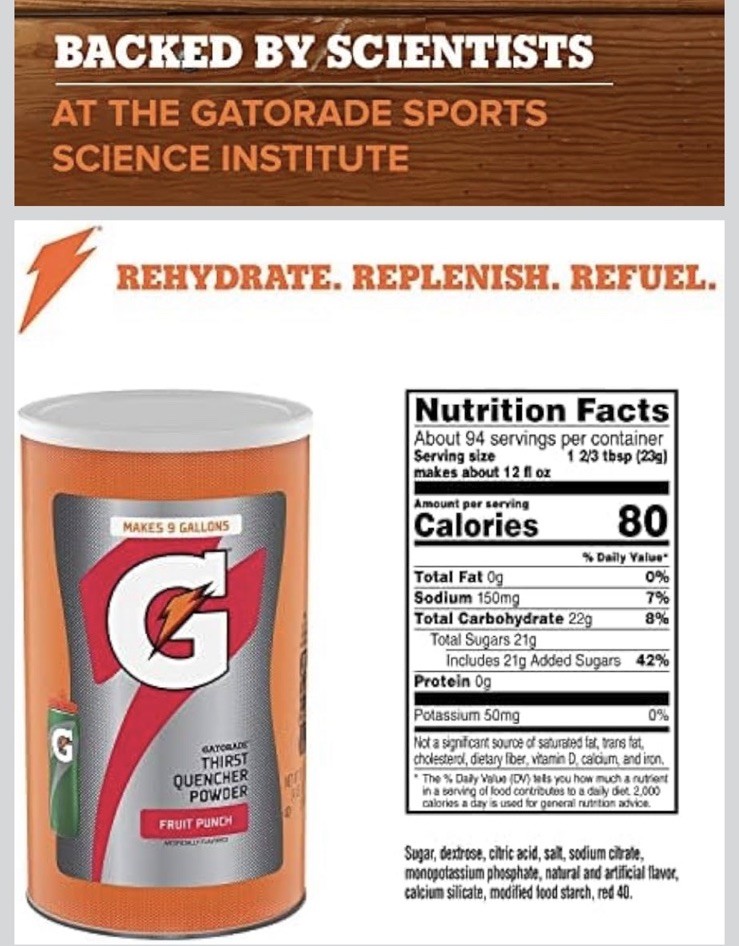 Gatorade Thirst Quencher Powder, Fruit Punch, 76.5 oz Canister Makes 9 Gallons