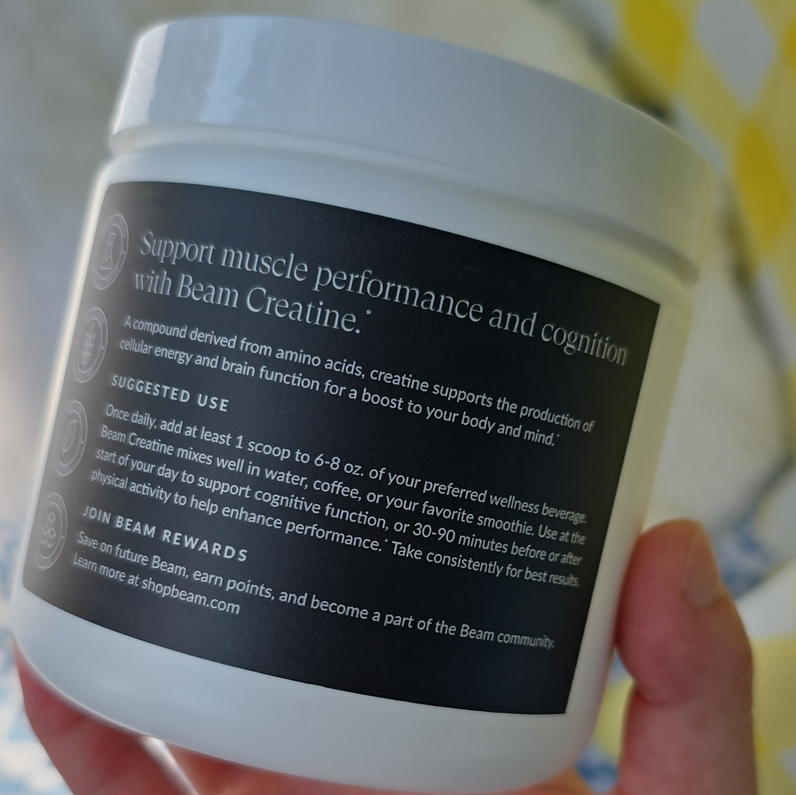beam Creatine Monohydrate Unflavored Powder 5.29 oz (150g) Exp 07/2027