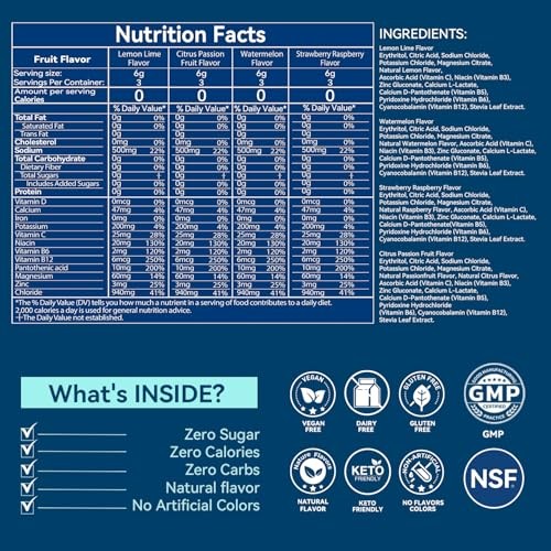 Electrolytes Powder Packets – Sugar Free & Zero Variety Pack – 12 Sticks