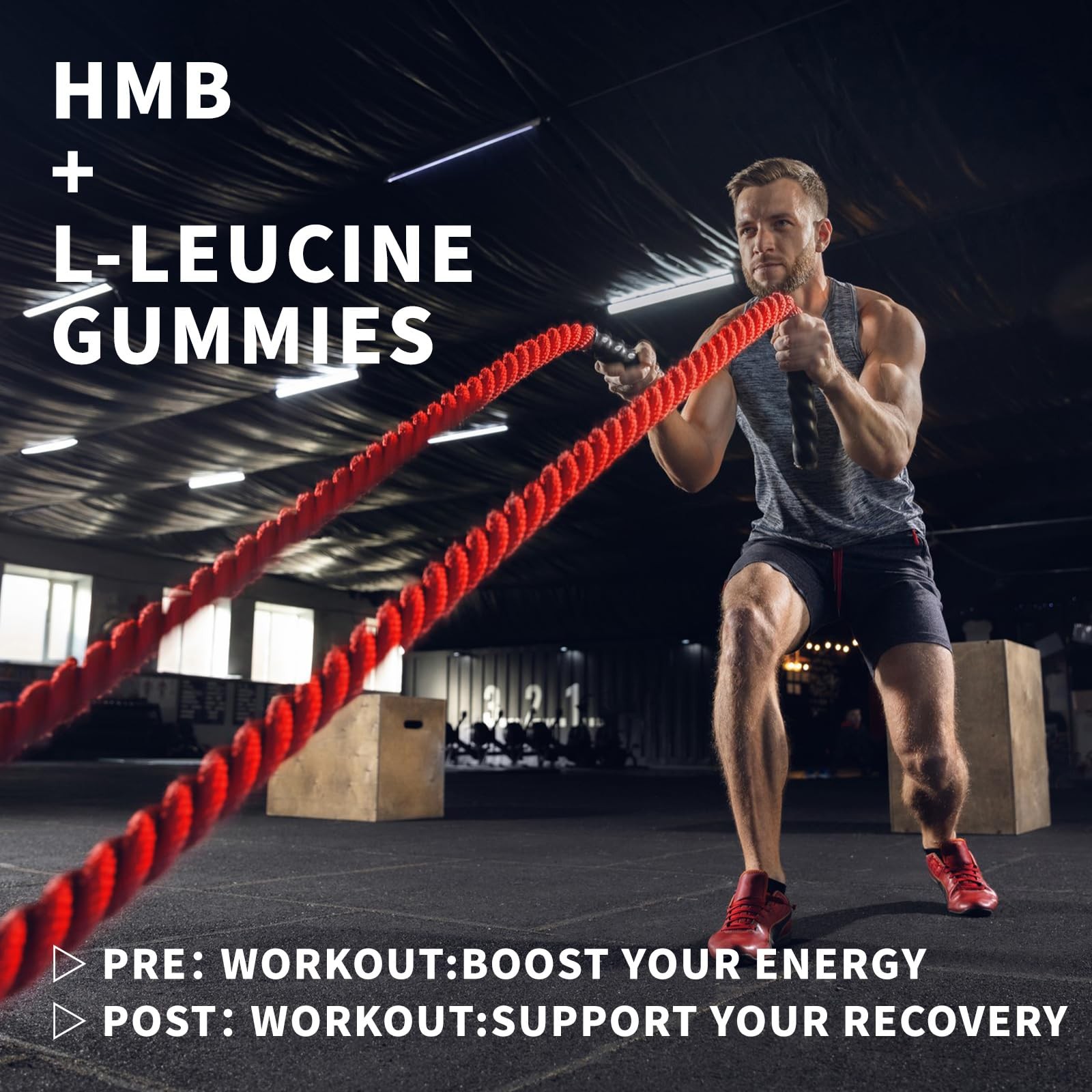 HMB L-Leucine Gummies 3000mg Sugar Free Muscle Growth Recovery 90 Ct