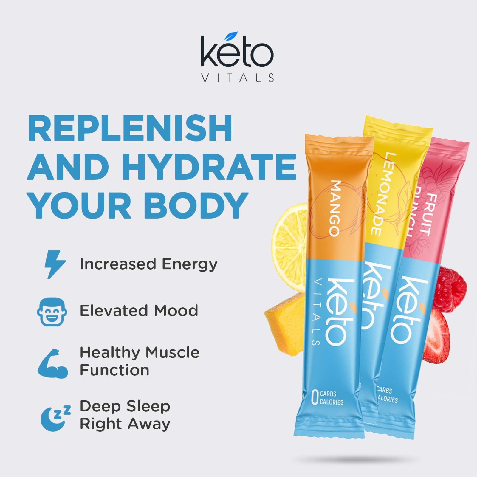 Keto Vitals Original Electrolyte Powder Stick Packs| – 30 Count
