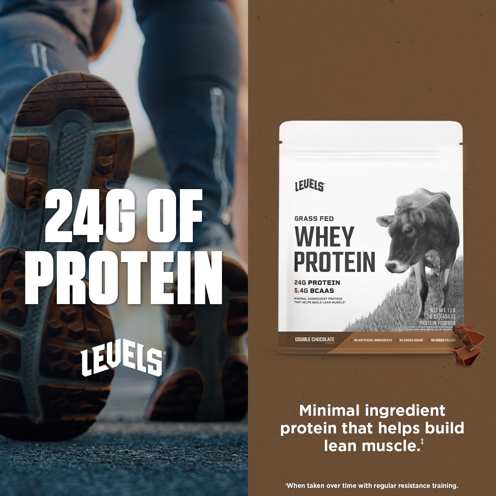 Levels Grass Fed Whey Protein Powder No Artificials 24G of Protein Double Cho…