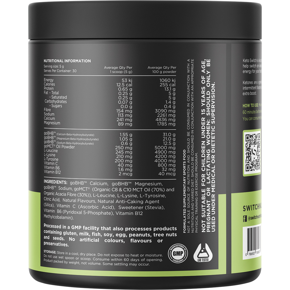 Switch Nutrition Keto BHB Ketogenic Performance Fuel Raspberry 150g