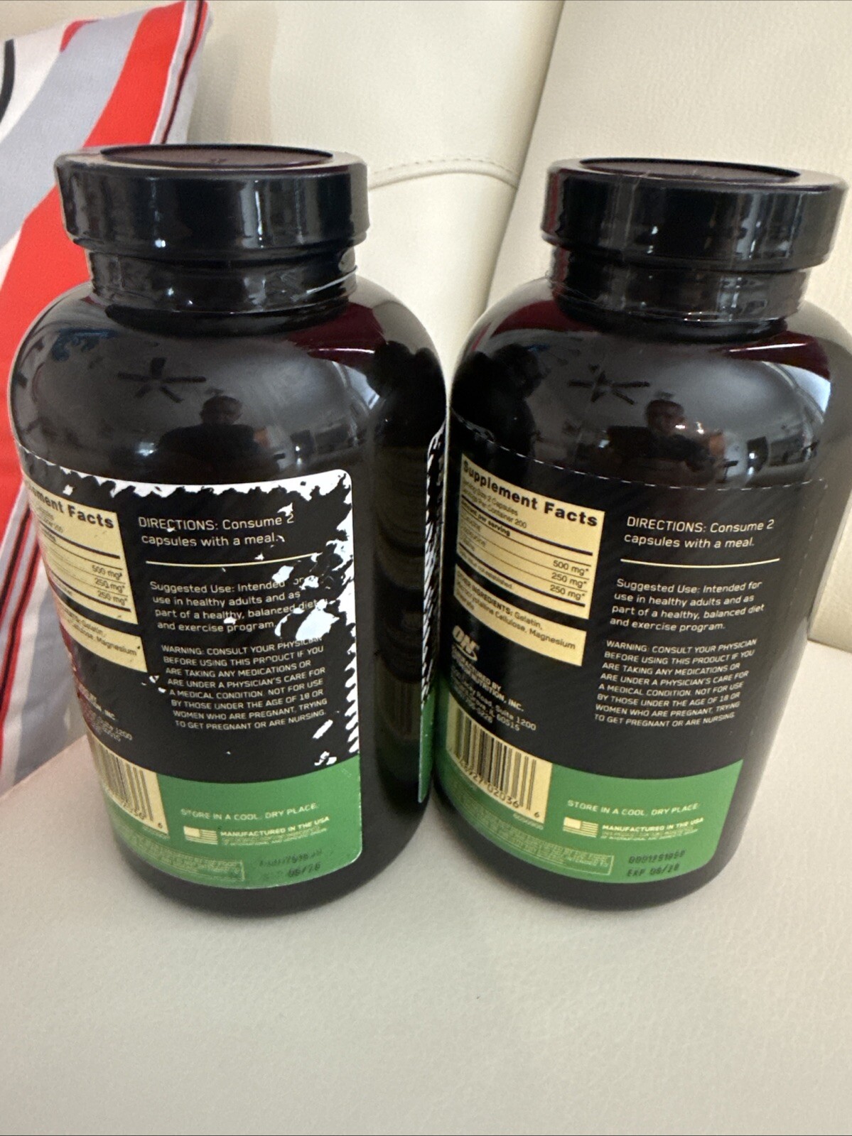 Optimum Nutrition, BCAA 1000 Caps, MegaSize, 1,000 mg, 200 Capsules, 2 Bottles
