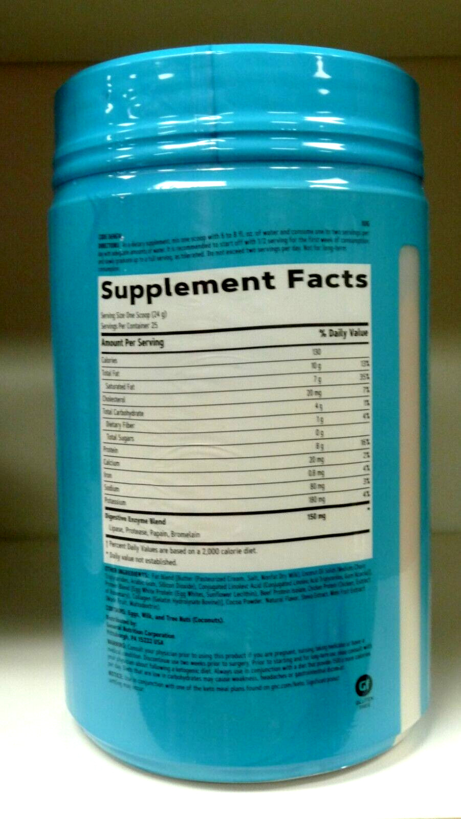 GNC Total Lean KETO Protein dietary Supplement CHOCOLATE flavor 21.16 oz 25 serv