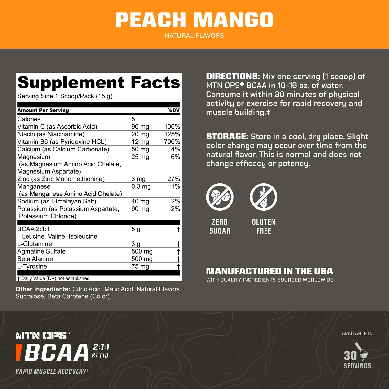 MTN OPS BCAA Powder 211 Amino Acids Supplement Powder for Rapid Muscle Recove…