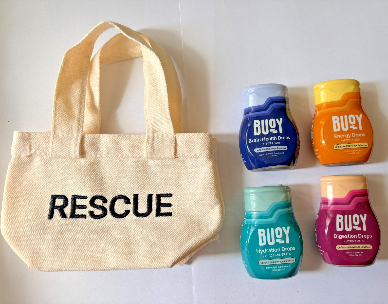Buoy Hydration Drops + Trace Minerals Unflavored 2 fl oz 4 Variety with Bag New