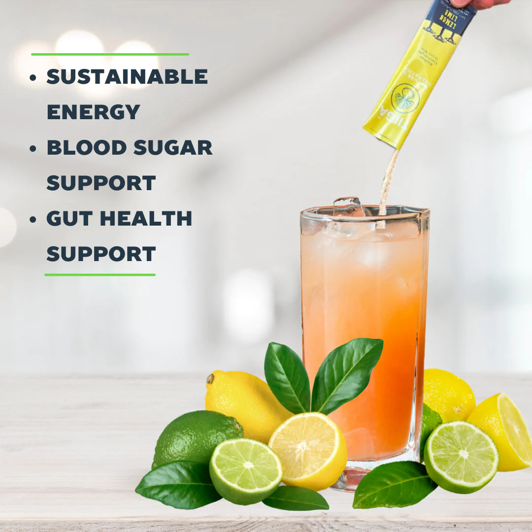 TIIGA Hydration Energy Drink – Prebiotics Electrolytes Gut Health LEMON LIME 6pk