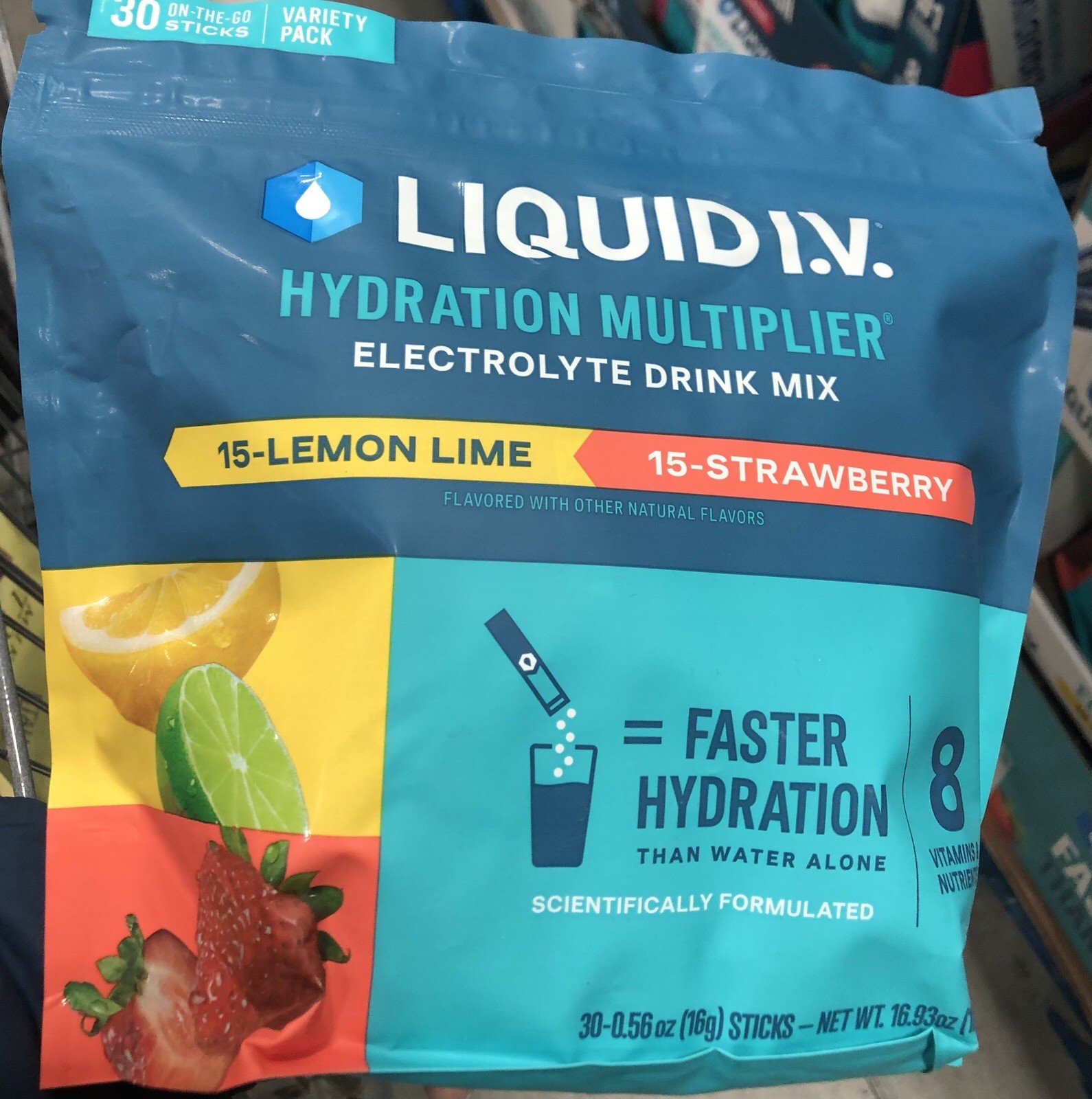 Liquid IV Lemon Lime & Strawberry Hydration Multiplier Electrolytes Drink 30 ct