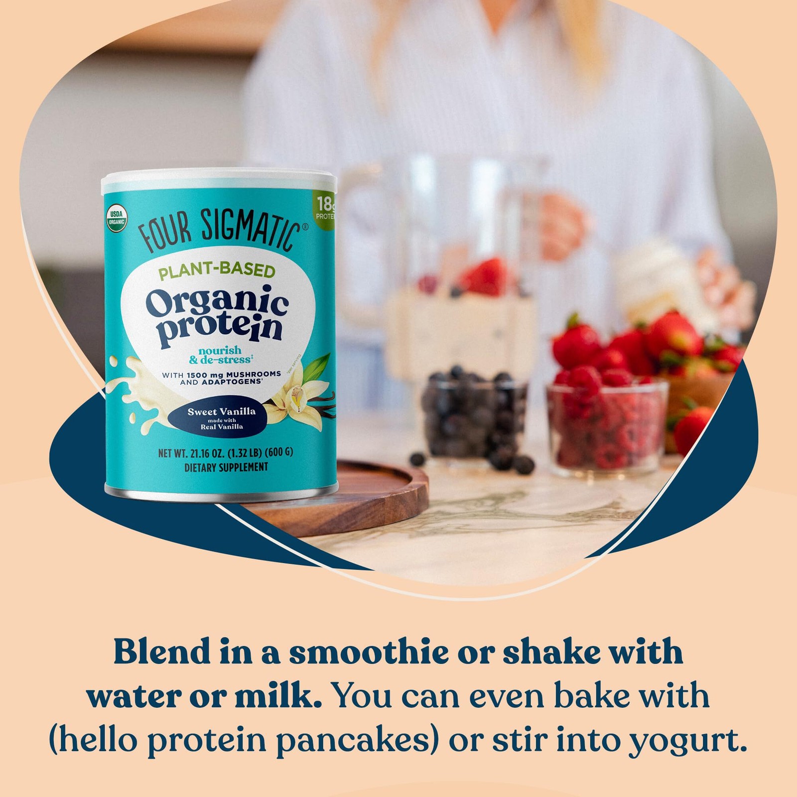 11/26 Four Sigmatic Organic Vegan Protein Powder | 18g Plant-Based Protein per S