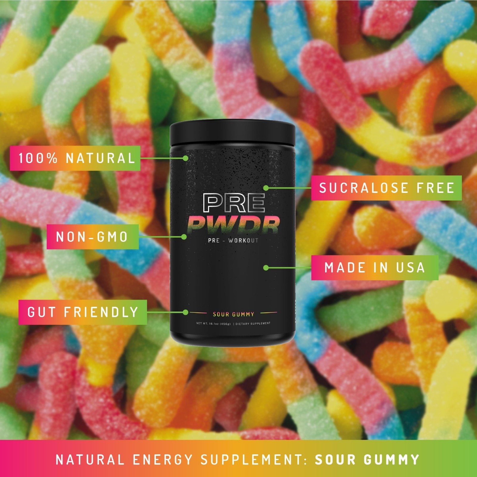 All-Natural Pre-Workout Powder for Energy, Pump, Endurance & Strength – Sour Gum