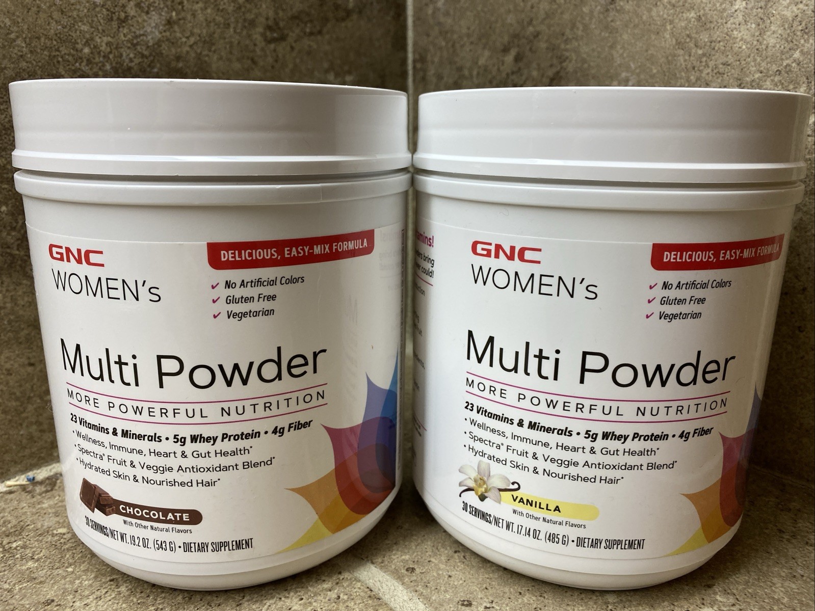 2 GNC Women’s Multi Powder Dietary Supplement Chocolate & Vanilla 30 Servings