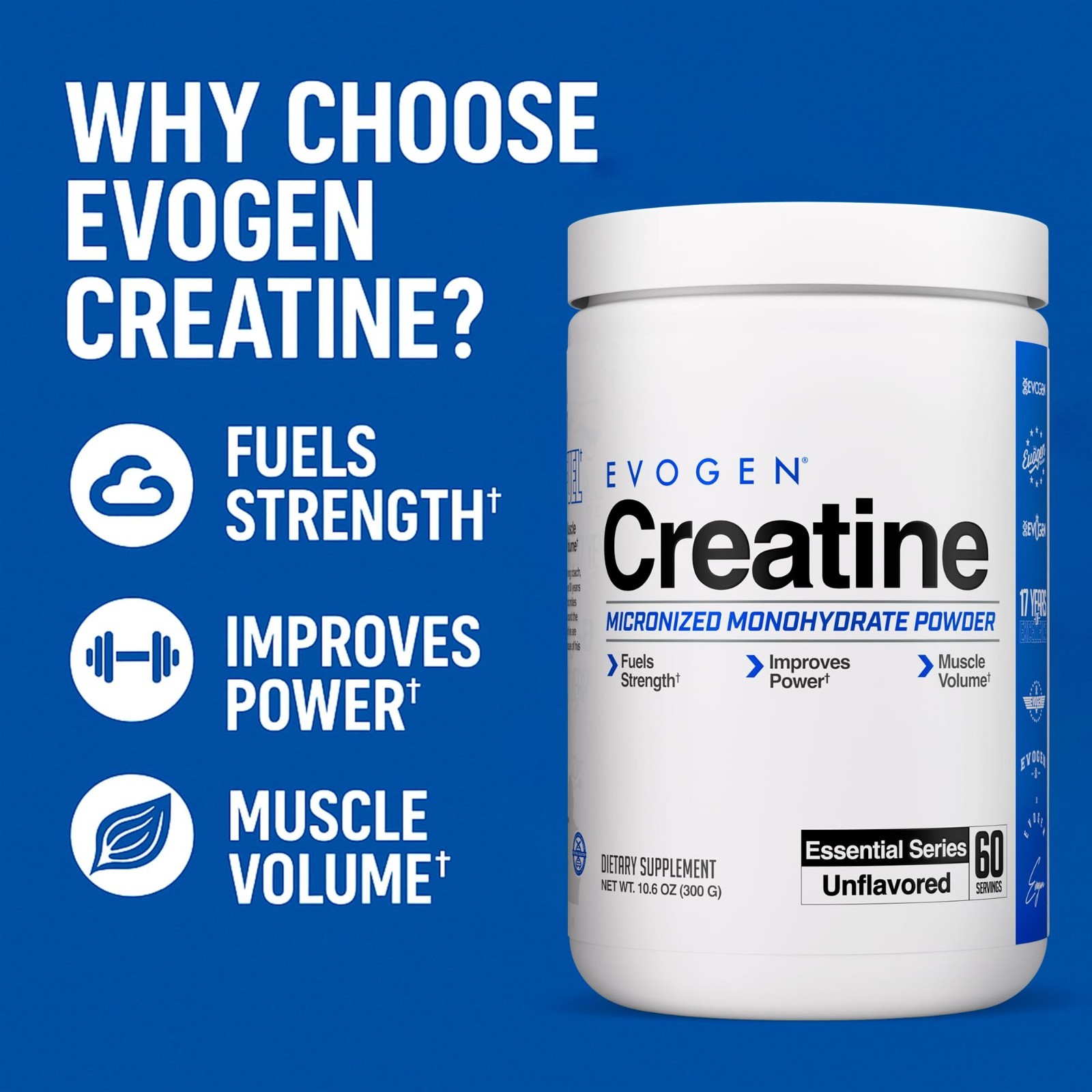 Micronized Creatine Monohydrate Powder | Unflavored | 60 Servings | Strength & R