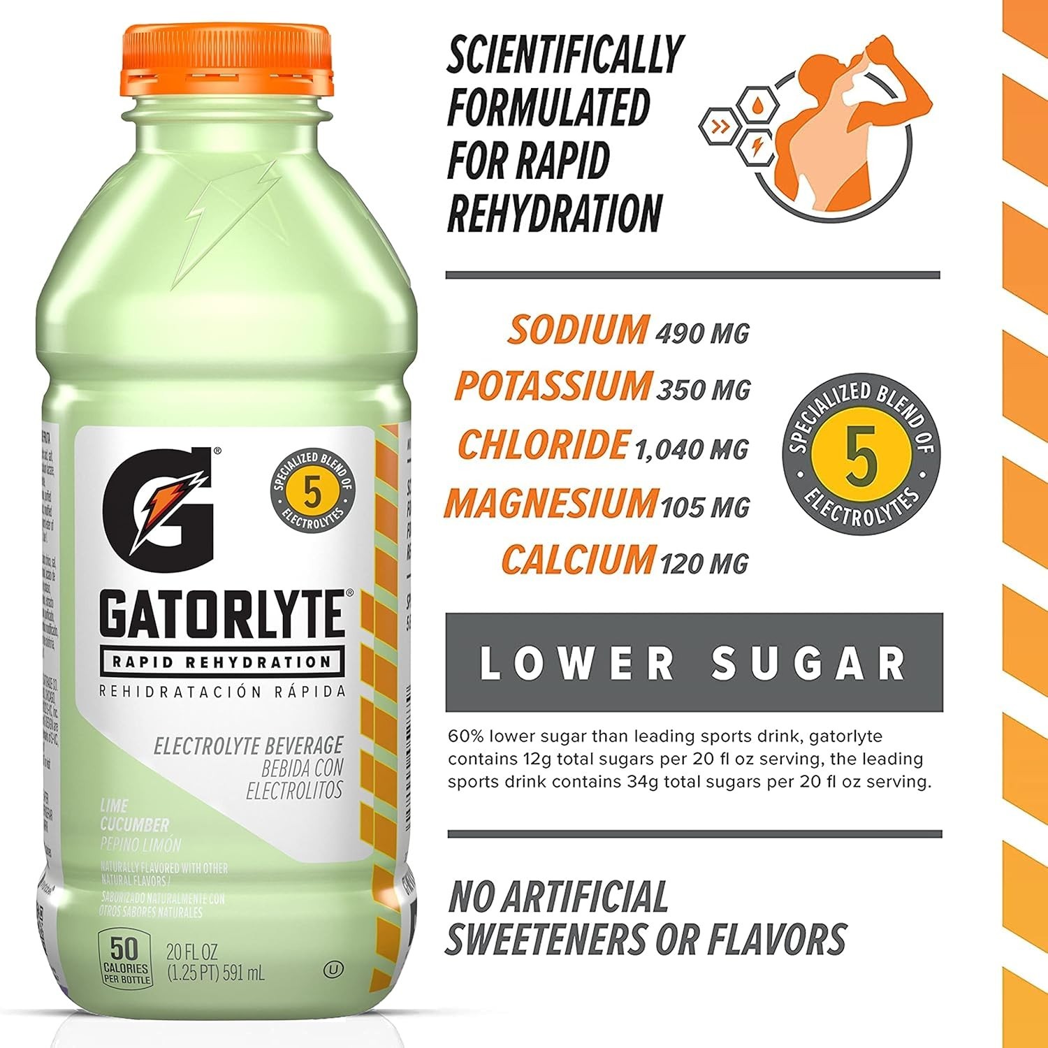 Gatorade Lime Cucumber 20oz Electrolyte Beverage 12-Pack – Lower Sugar Hydration