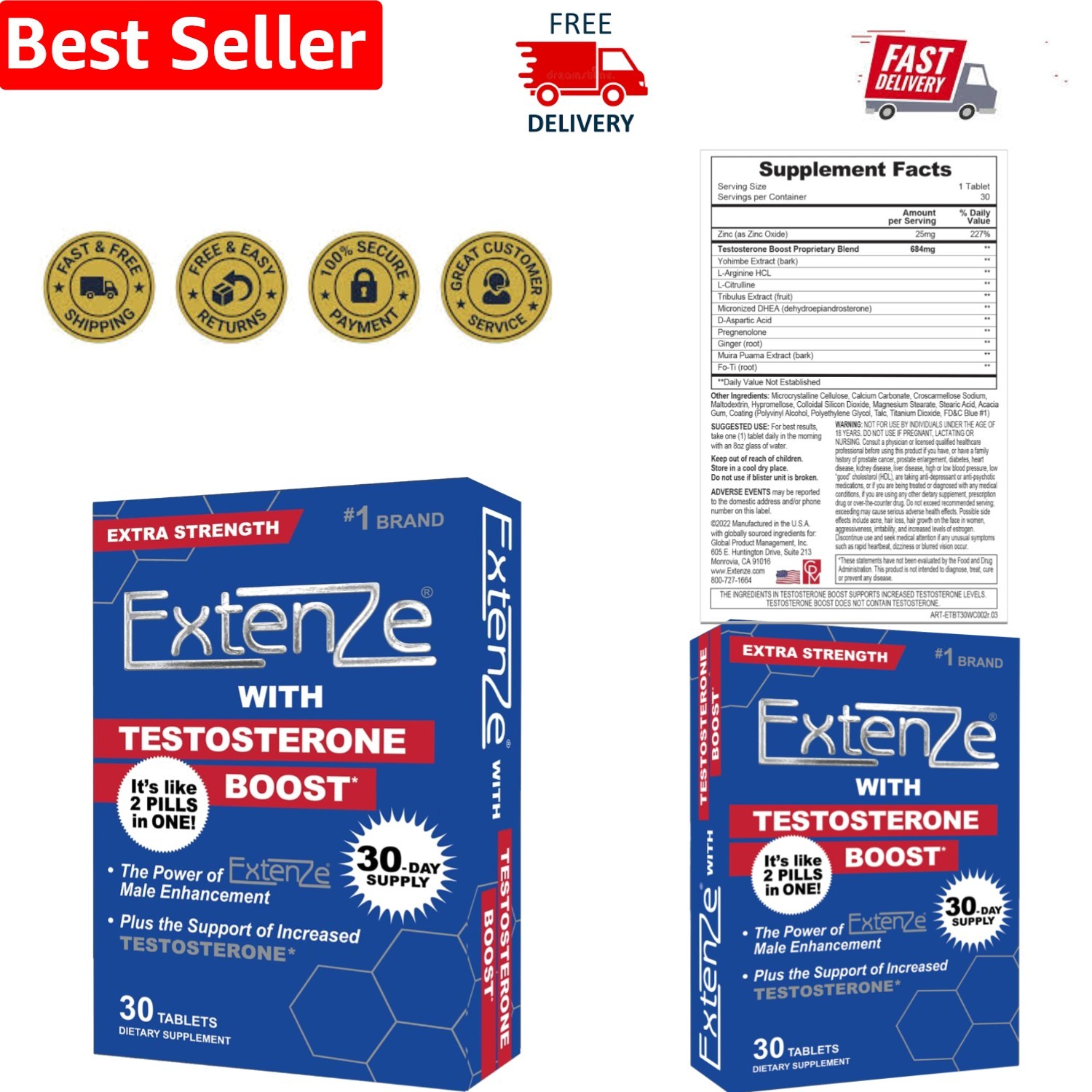 Revitalize Manhood with Testosterone Boost – 30ct Extended Release Tablets