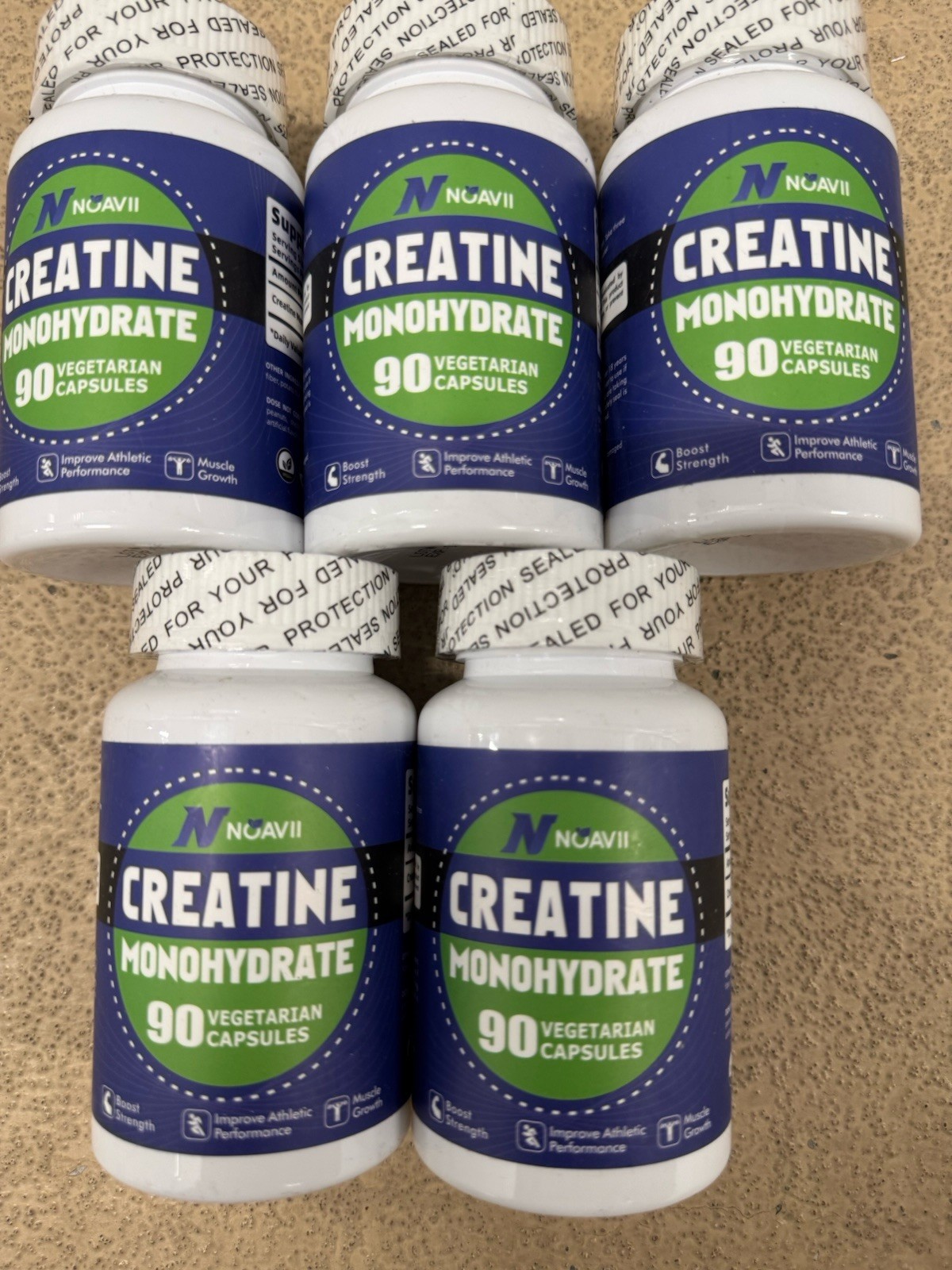 5 Pack Noavii Creatine Monohydrate Muscle Gain 90 Capsules Each Exp. 07/2026