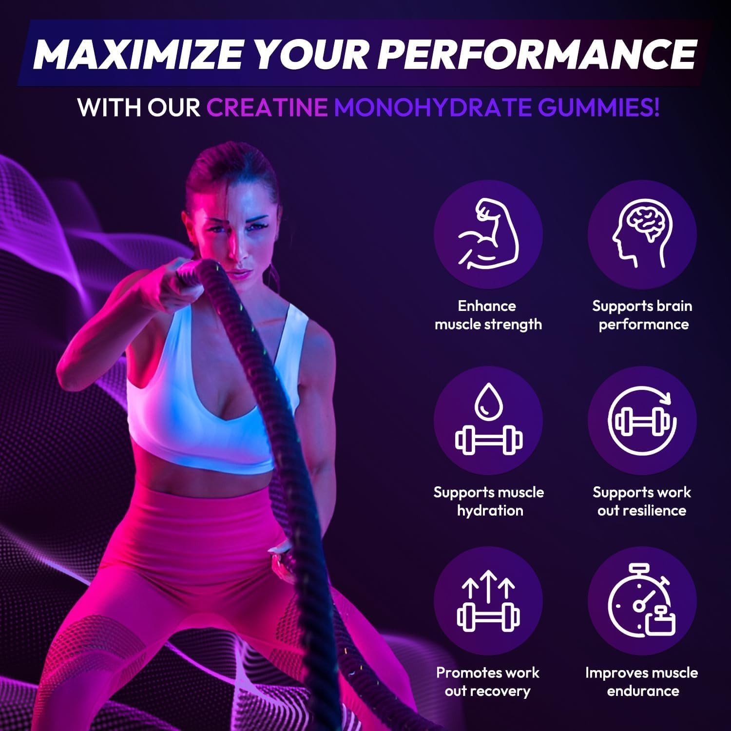Creatine Monohydrate Gummies 9000mg for Men & Women, Creatine Chewables for M…