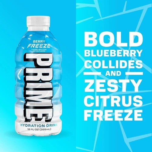 PRIME HYDRATION Variety,Berry Freeze,Cherry Freeze, Ice Pop Drinks,12 Oz,15 Pack