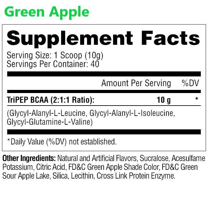 Tripep BCAA 400g 40 Servings Branched-Chain Amino Acids Powder Muscle Recovery