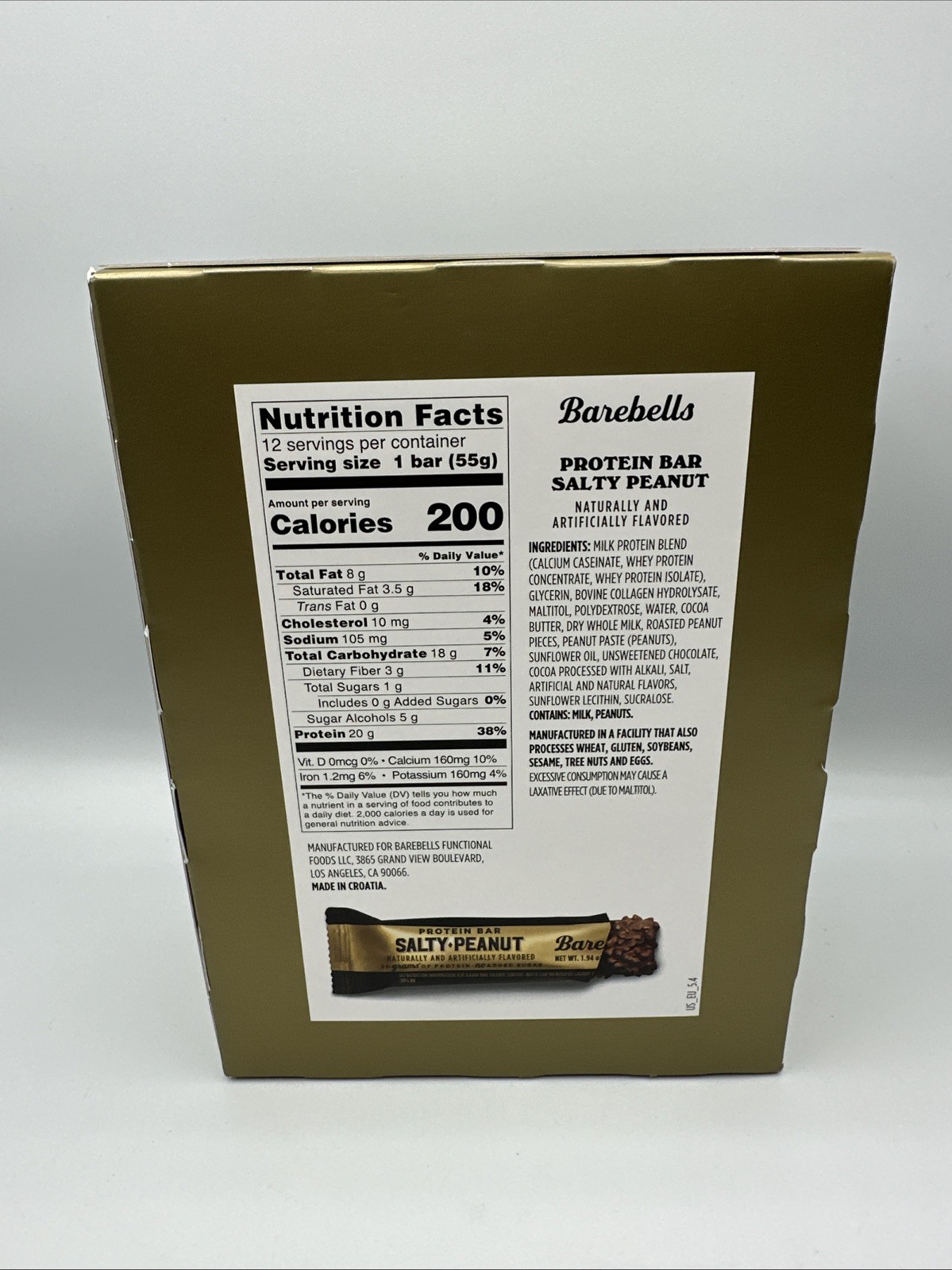 Barebells Protein Bar Salty Peanut 12 Bars 55g Exp 12/10/2026
