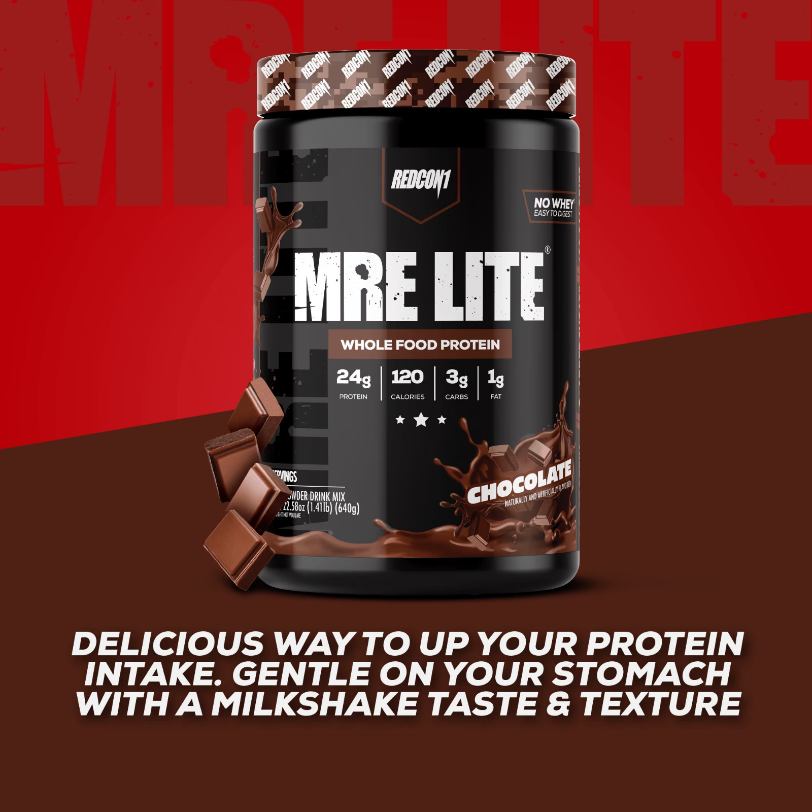 REDCON1 MRE Lite Whole Food Protein Powder Chocolate 20 Servings Whey Free
