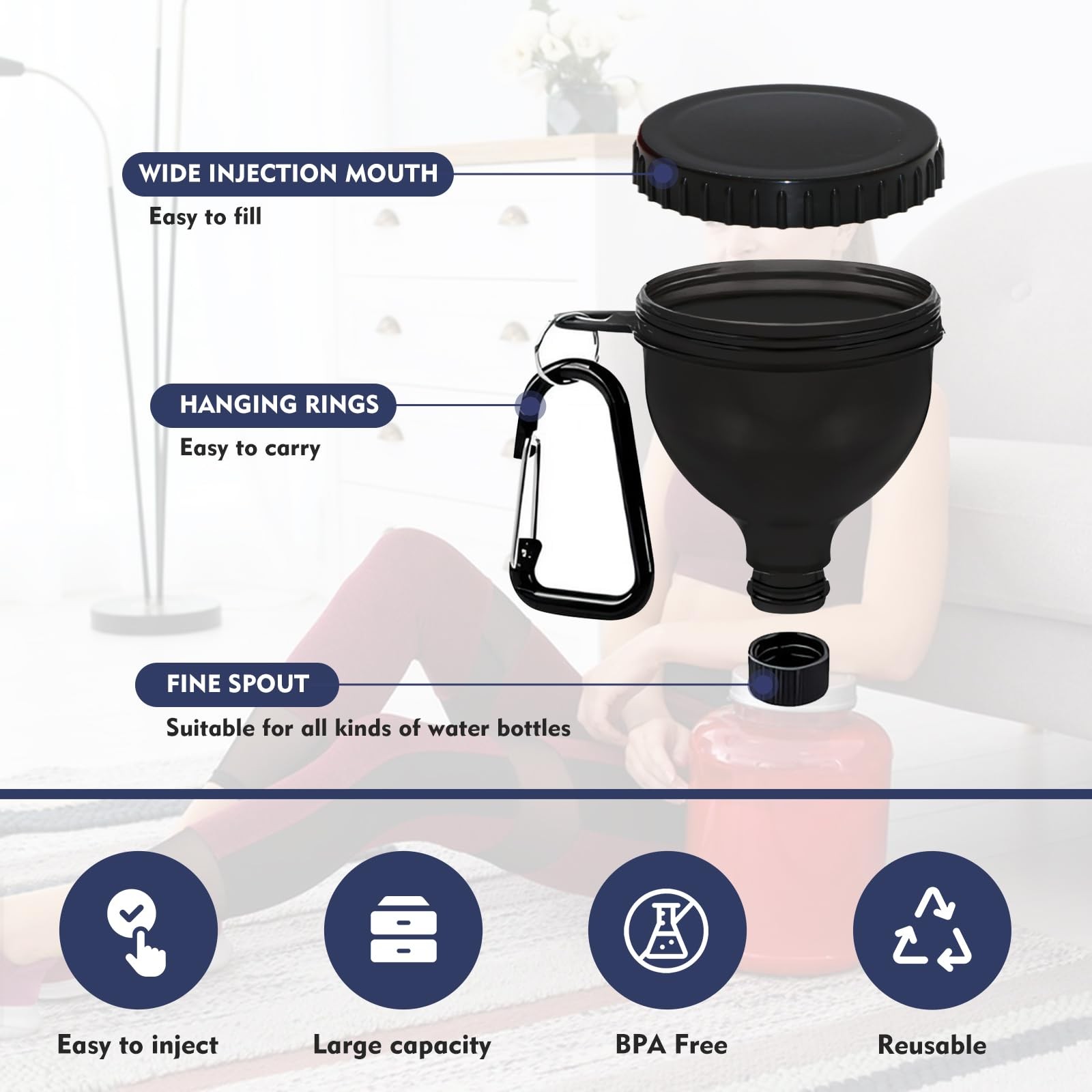 TEESSUE 2 Pcs Protein Powder Container, Portable 2*50ml, Black