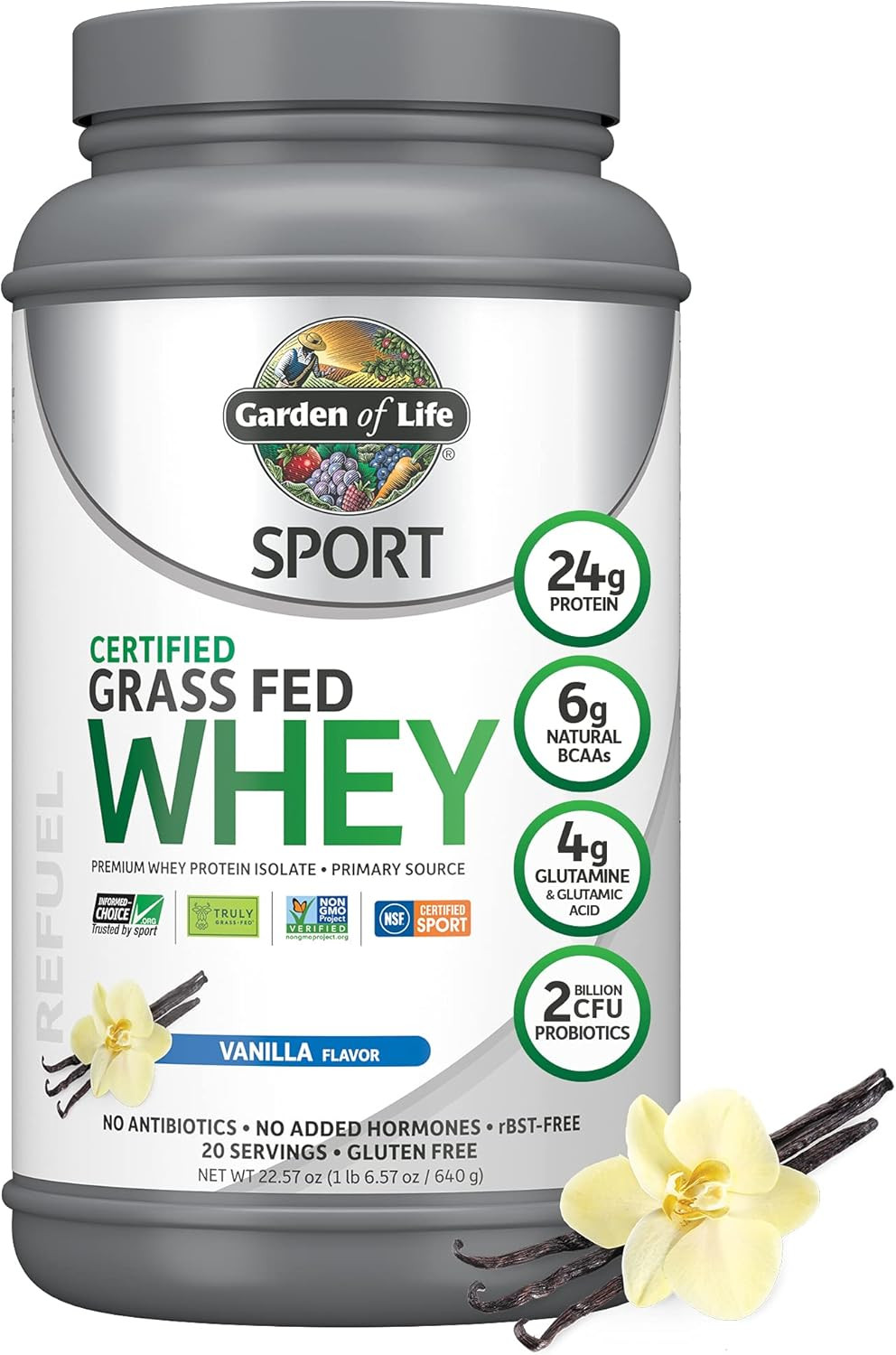 Sport Whey Protein Powder Vanilla., Premium Grass Fed Whey Protein Isolate plus