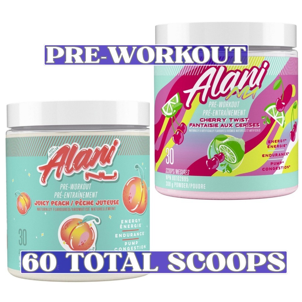 Alani Nu Pre-Workout 2-Pack – Cherry Twist + Juicy Peach