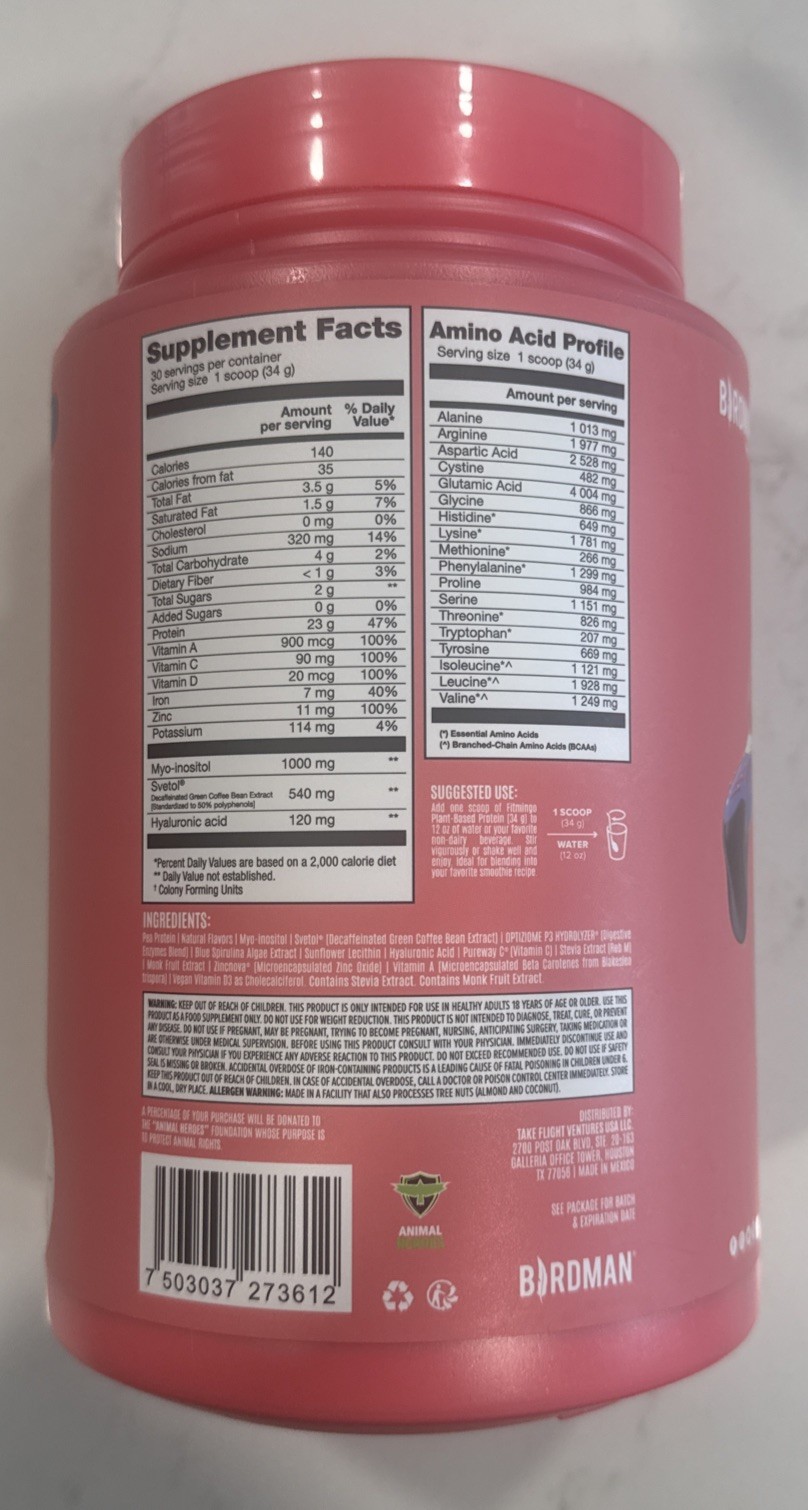 Birdman Fitmingo Vegan Protein Powder Blueberry Flavor 2.24 LBS