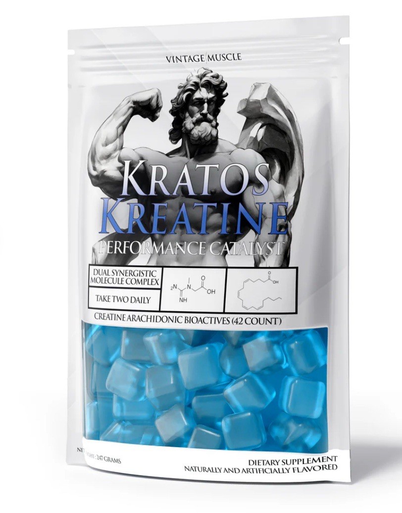 Kratos Kreatine 120 Gummies Creatine Arachidonic Acid Bioactives Vintage Muscle