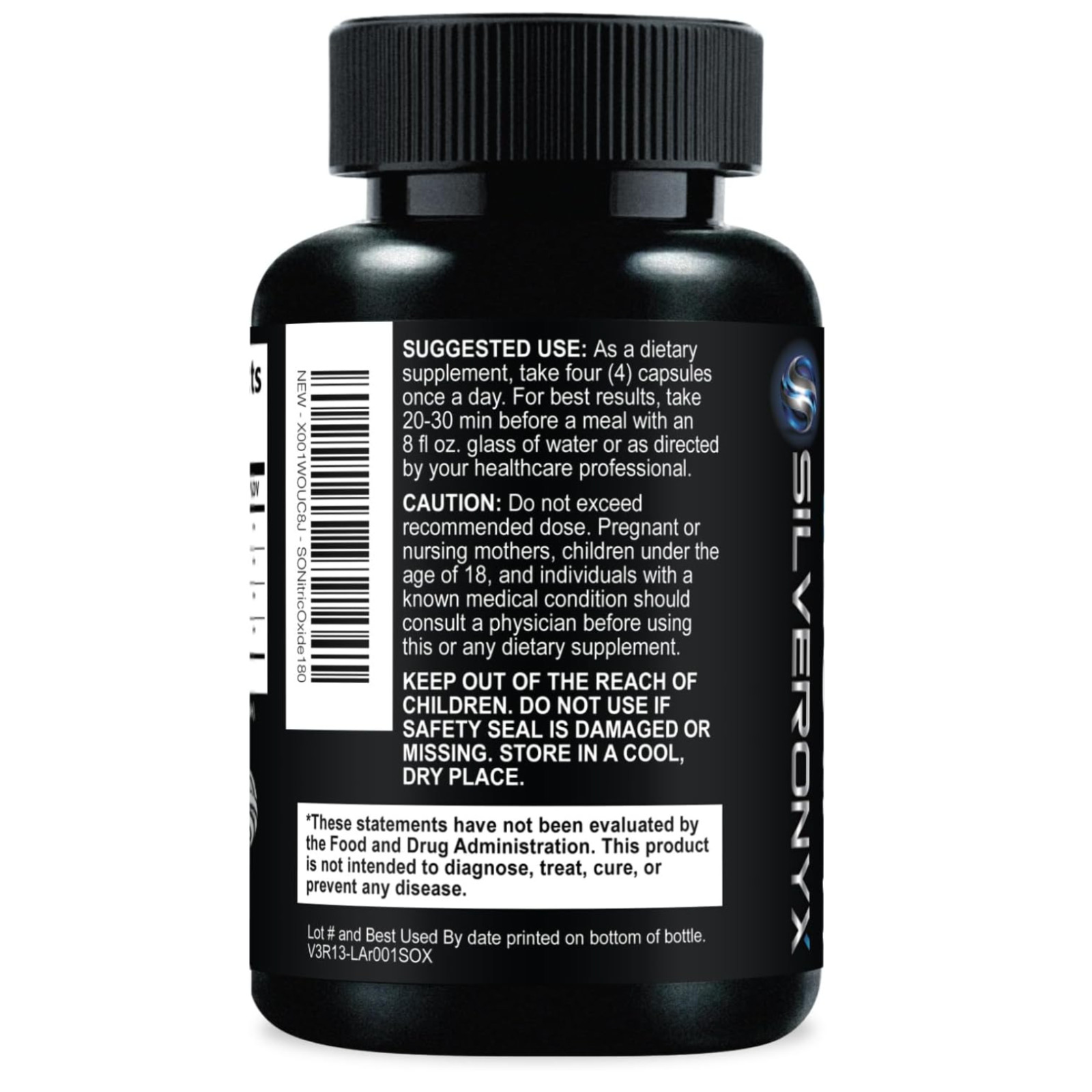 Potenciador de óxido nítrico, energía natural y apoyo muscular, 180 cápsulas