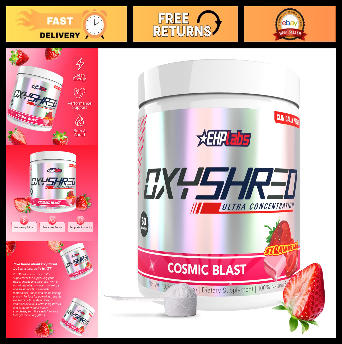 Pre Workout Powder with L-Glutamine & Acetyl L-Carnitine – Energy Boost Drink, 6