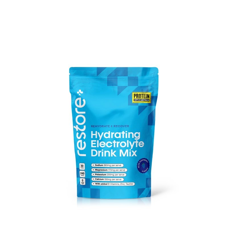 New Protein Supplies Australia Restore Electrolyte Drink Mix Blue Raspberry 240g