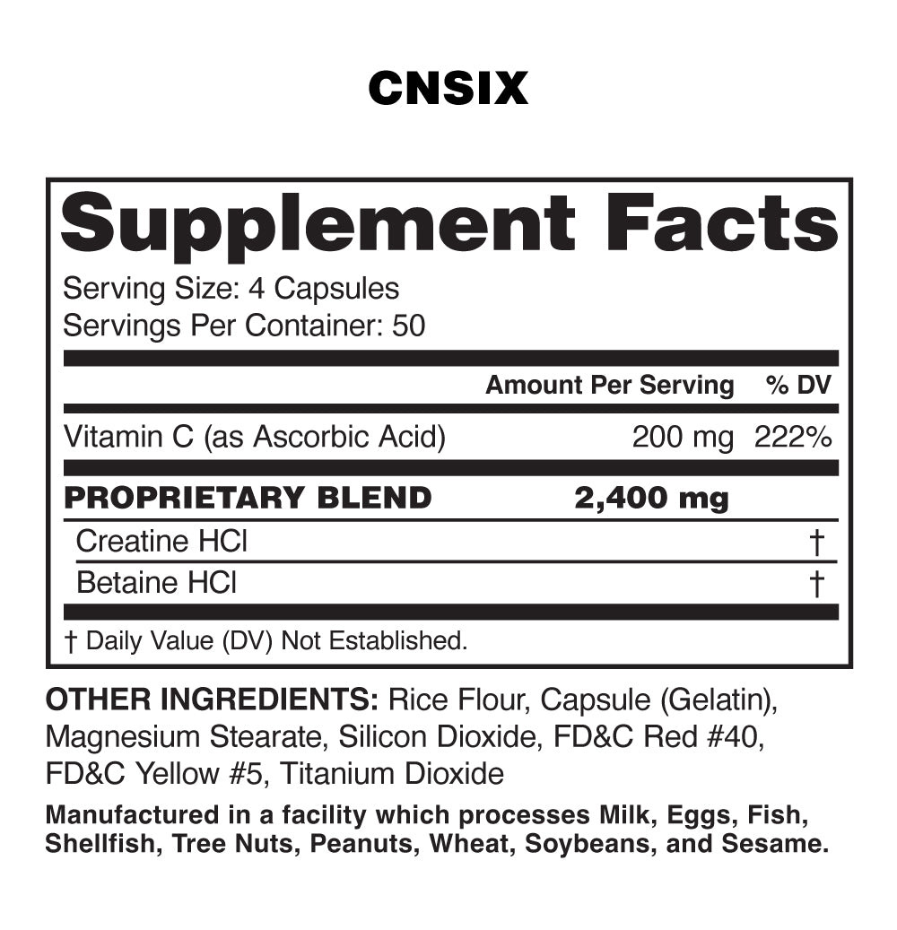 NUTRAONE NUTRITION CNSIX Creatine Hydrochloride HCL Power Endurance Strength
