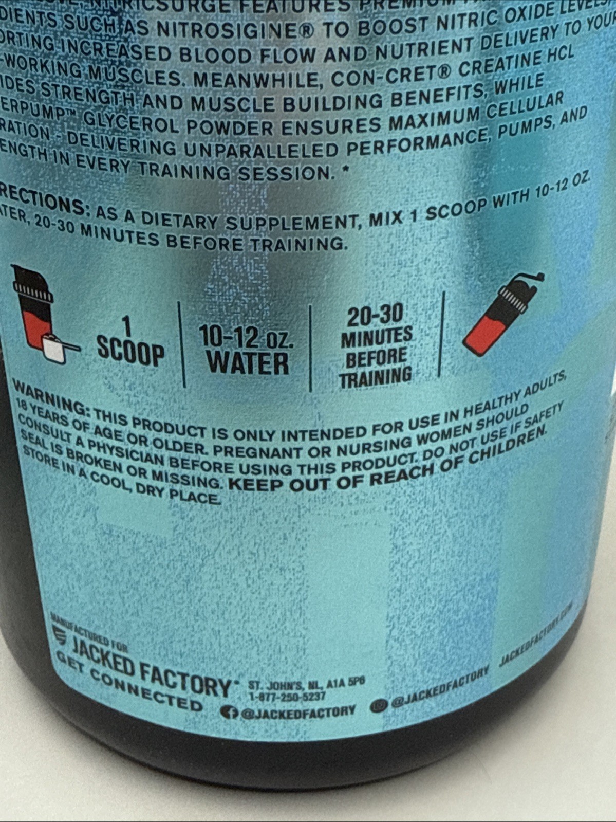 Nitric Surge Stim Free pre Workout Blue Raspberry 30 Servings 2-Pack Exp 12/26